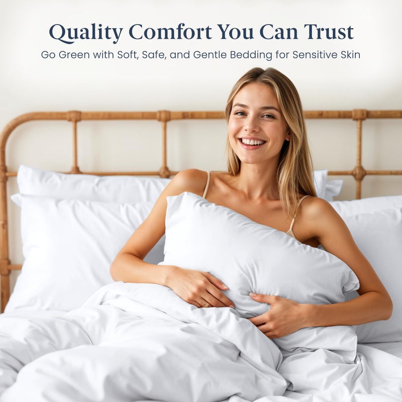 Ella Jayne Viscose Derived from Bamboo Sheets King Size Set (4 Pieces) King Size, Ultra Soft & Luxuriously Cooling, Eco-Friendly King Size Sheets Set Deep Pockets 16 Inch (White) - Image 2